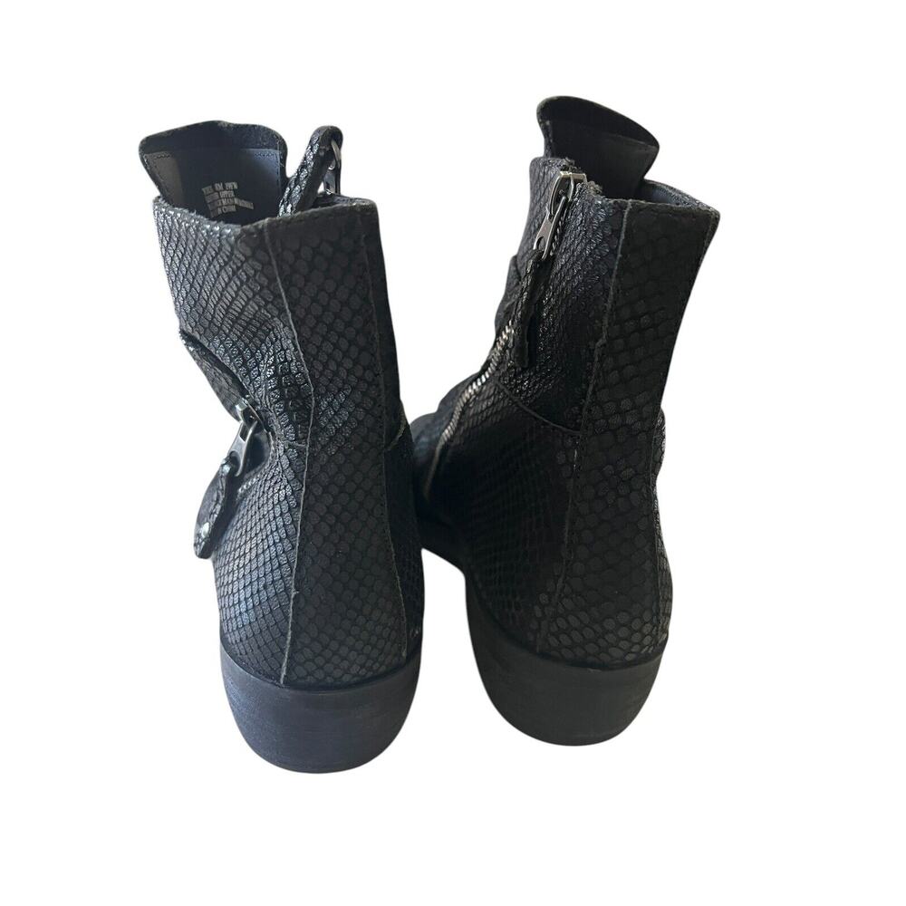 OTBT Boots Womens 8 M Yokel Shoes Black Leather Snakeskin Zipper Ankle Casual - Picture 4 of 13